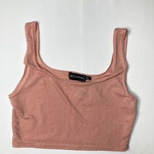 PrettyLittleThing Peach Square Neck Crop Tank Top Size 4